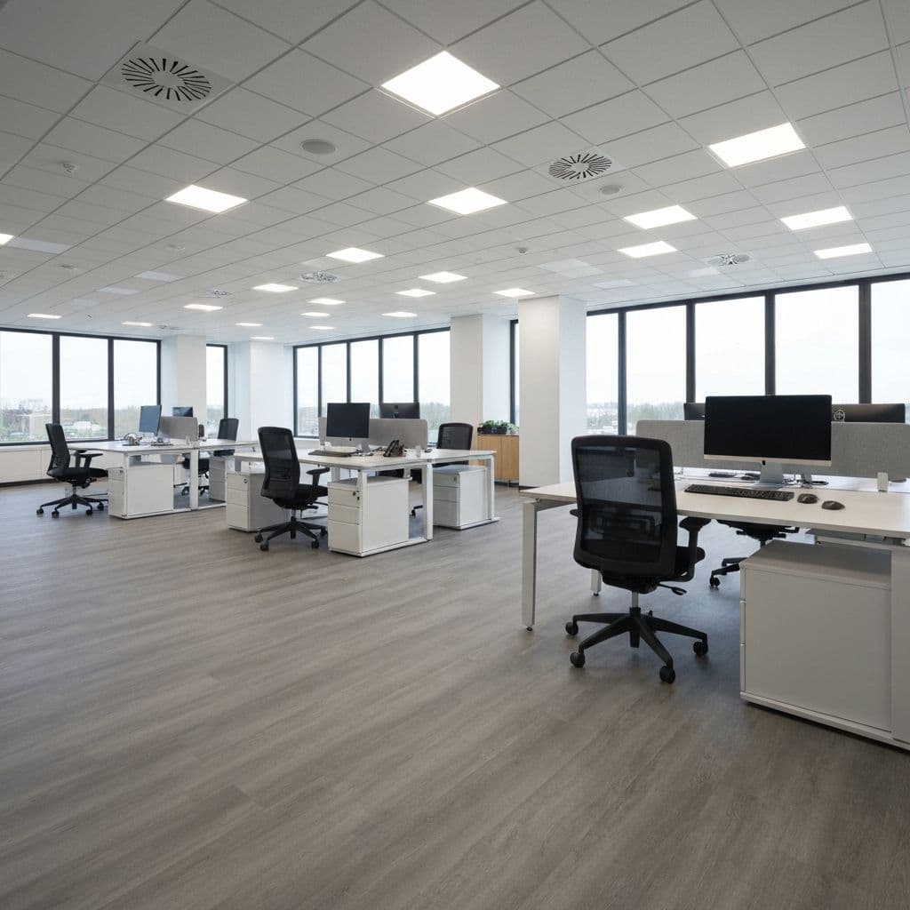 Pavimento PVC professionale ad alta resistenza in ufficio open space moderno