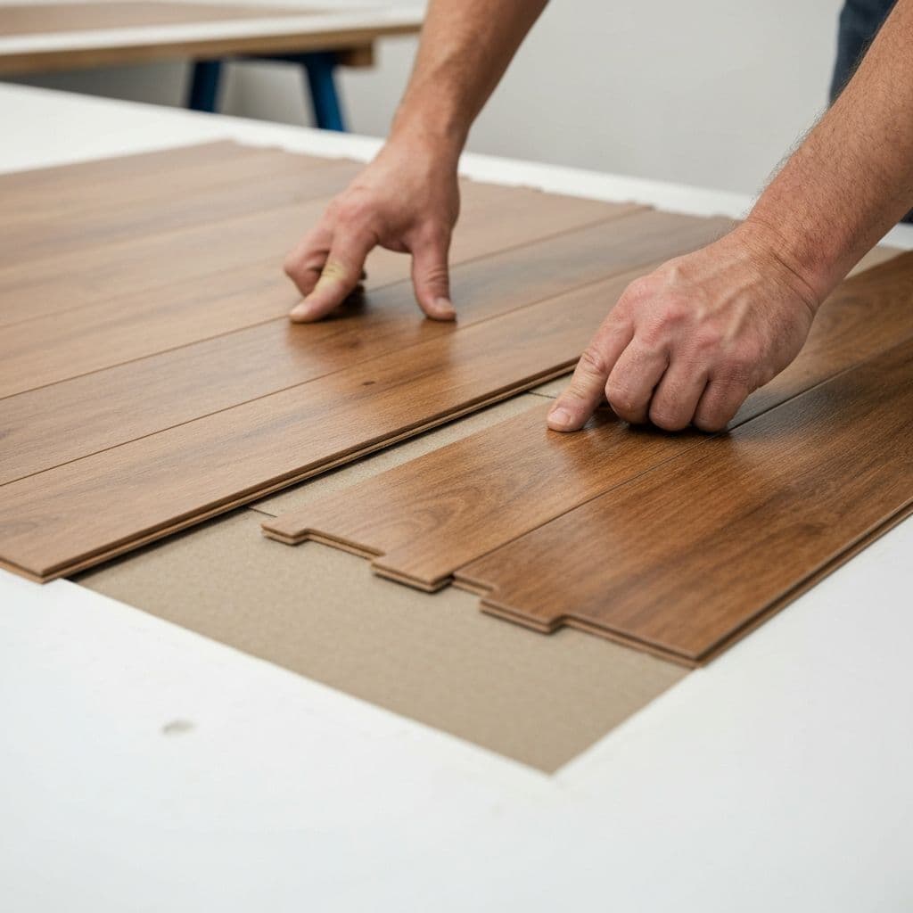 Dettaglio sistema di incastro click per pavimento flottante in PVC